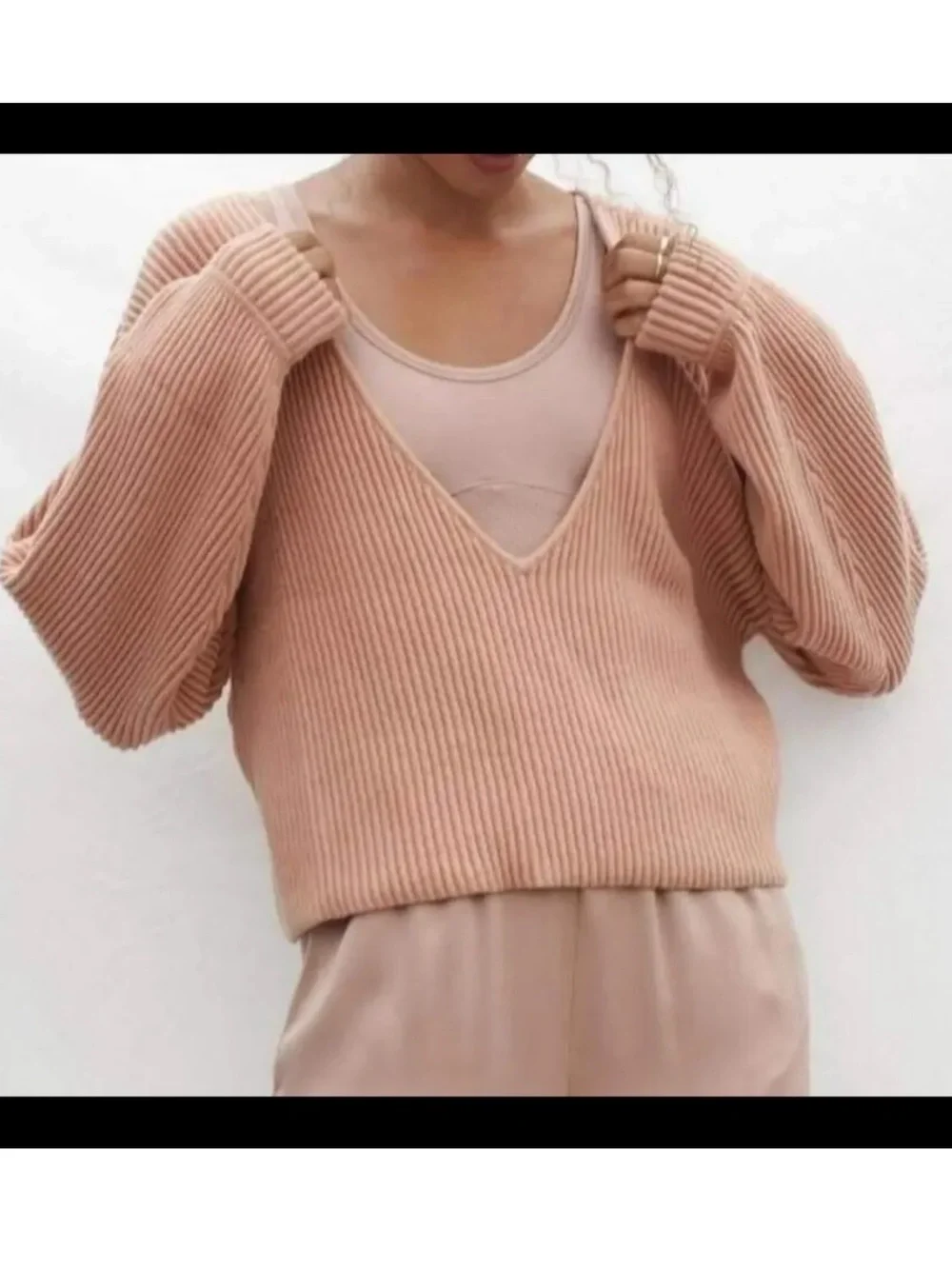Lunya Cozy Cotton Silk Reversible Pullover Tranquil Tan Lunya Sweater EUC Small